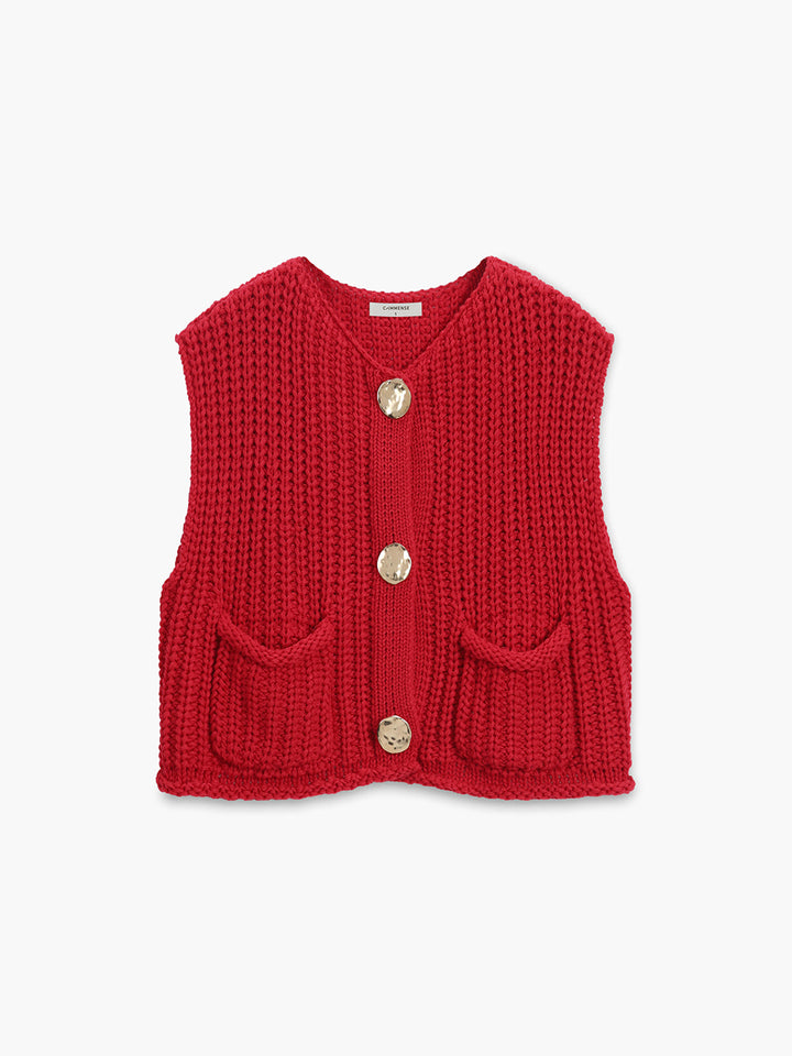 Amara | Chunky Knit Button Vest