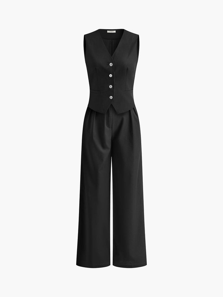 Aria | Chic Sleeveless Vest & Wide-Leg Set