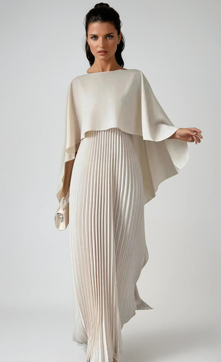 Elowen | Pleated Batwing Sleeve Maxi Dress
