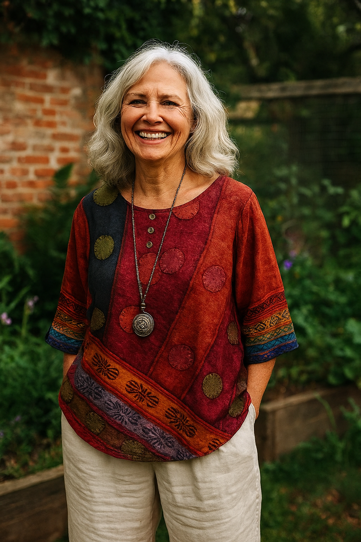 Leona | Artistic Patchwork Tunic Top