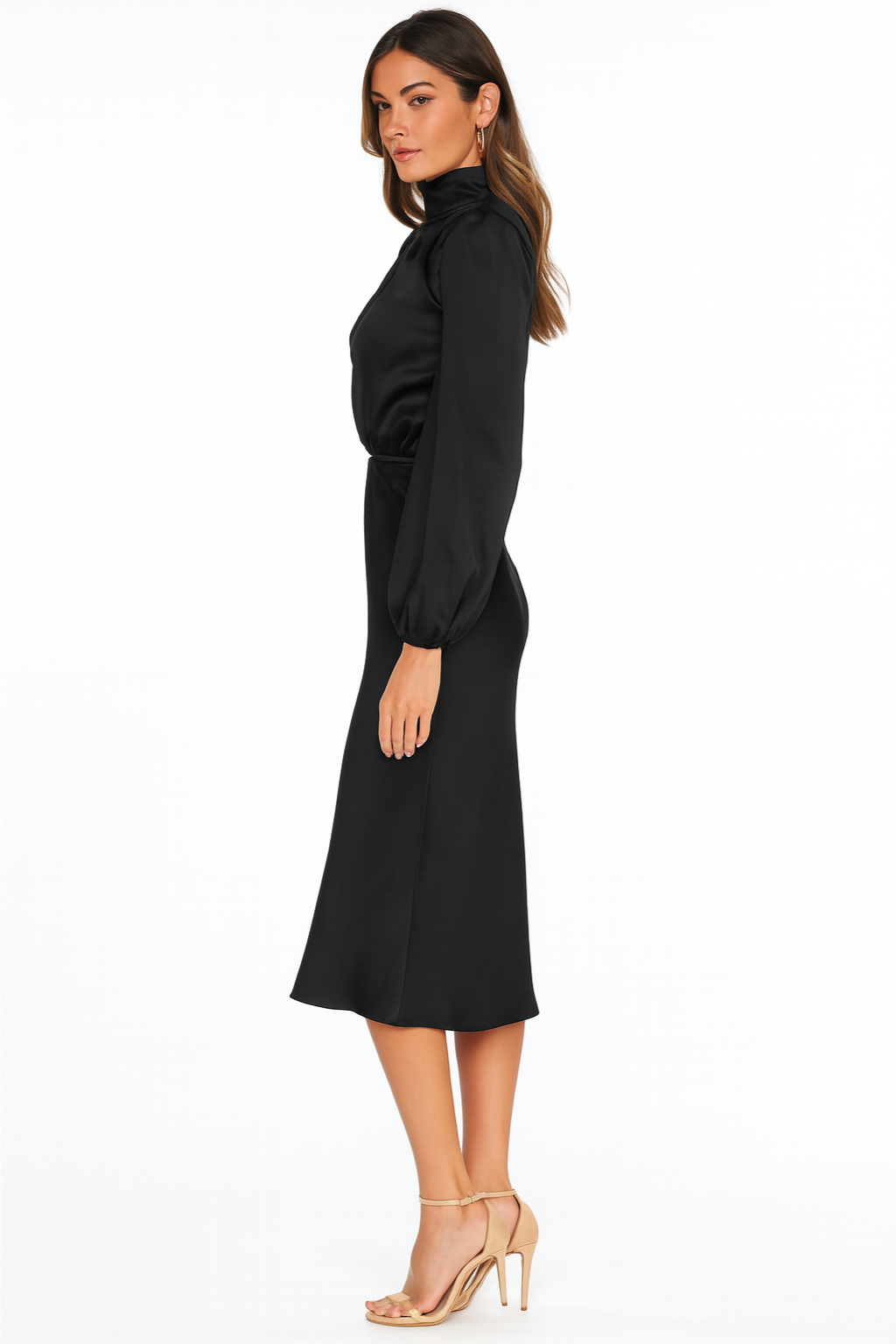 Hazel | Long-Sleeved Satin Dress
