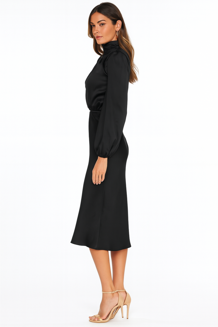 Hazel | Long-Sleeved Satin Dress