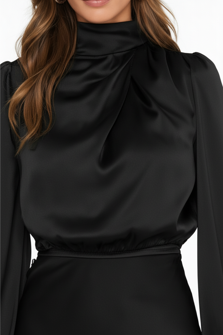 Hazel | Long-Sleeved Satin Dress