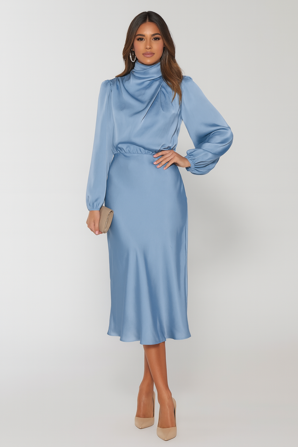 Hazel | Long-Sleeved Satin Dress