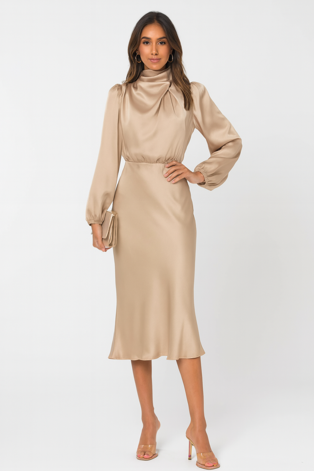 Hazel | Long-Sleeved Satin Dress