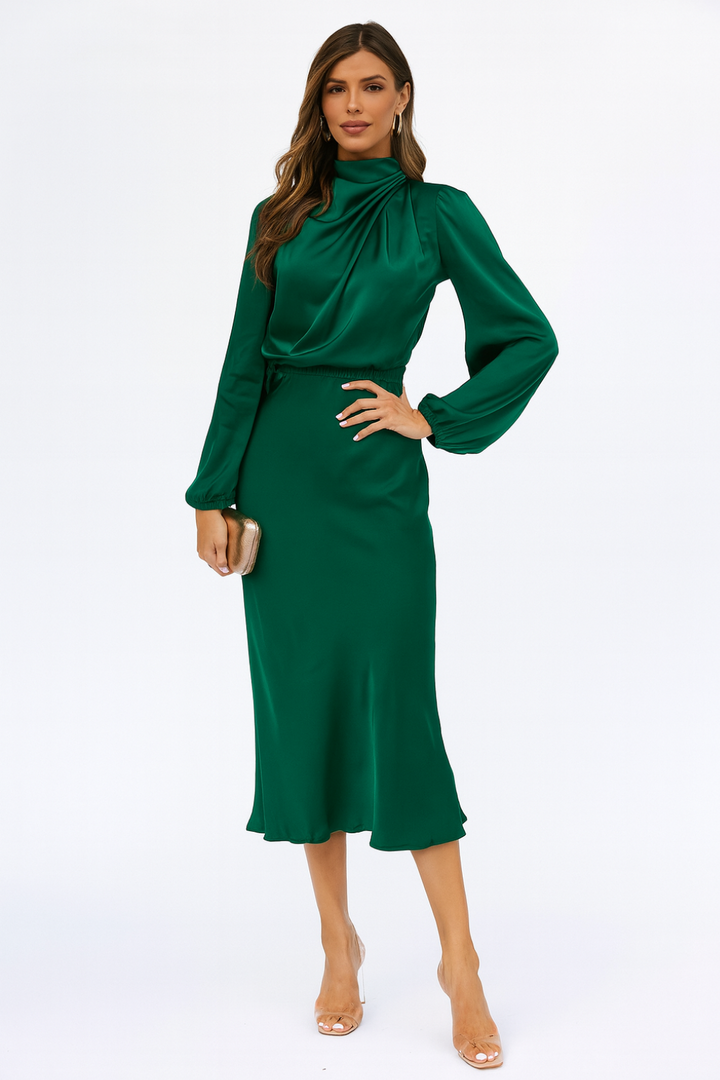 Hazel | Long-Sleeved Satin Dress