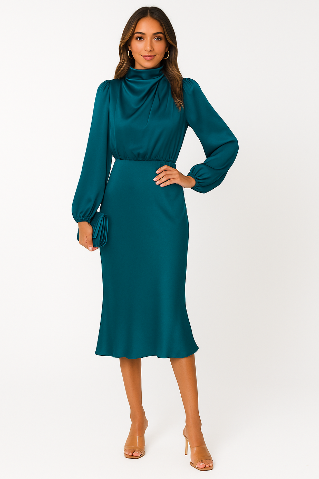 Hazel | Long-Sleeved Satin Dress