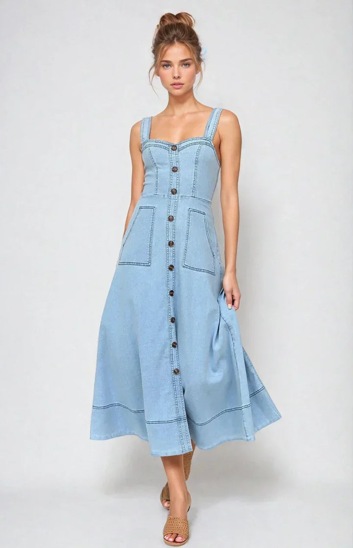 Clara | Button Front Midi Dress