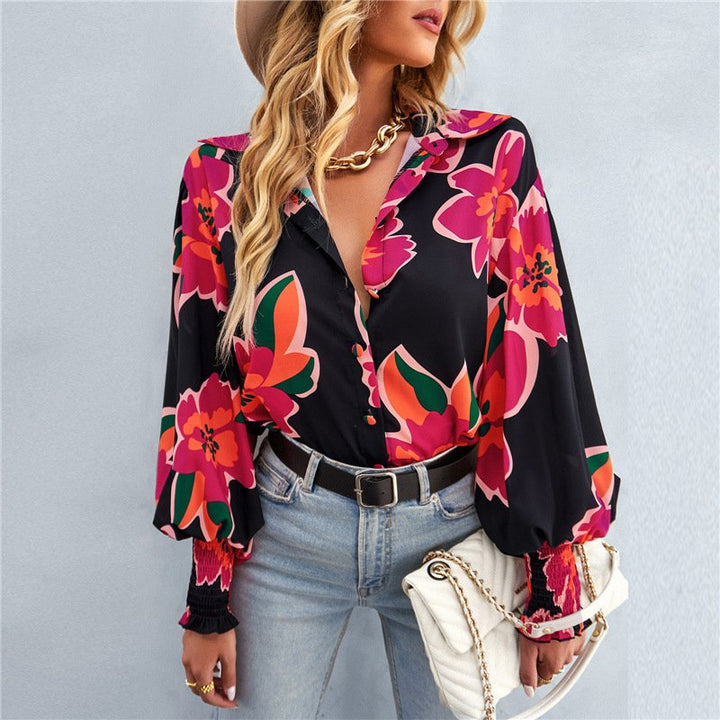 Camilla | Vibrant Floral Button Blouse