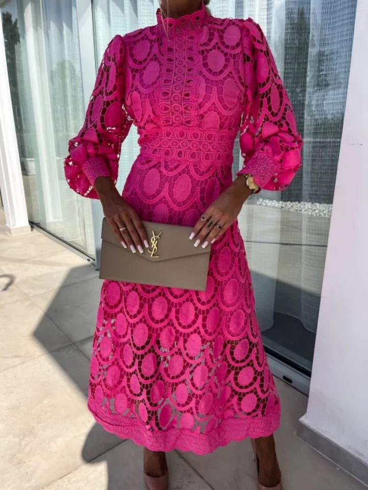 Luna | Elegant Long Sleeve Midi Dress