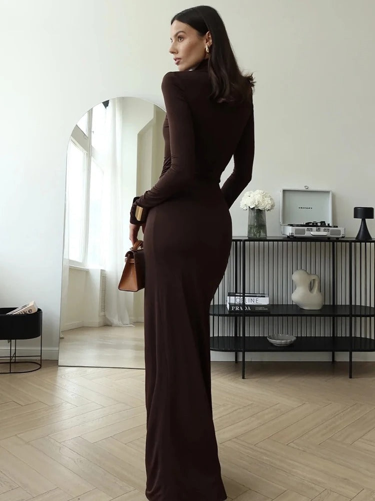 Camille | High Neck Long Sleeve Evening Dress