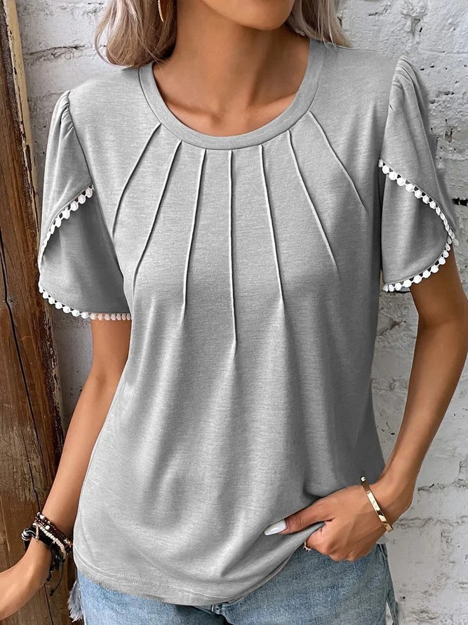 Liora | Pleated Puff-Sleeve Blouse
