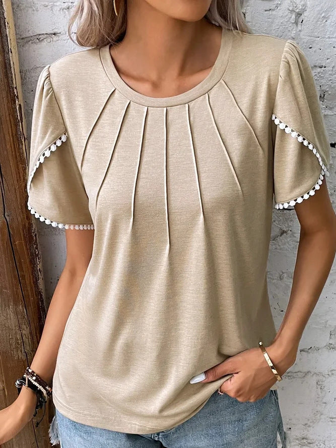 Liora | Pleated Puff-Sleeve Blouse