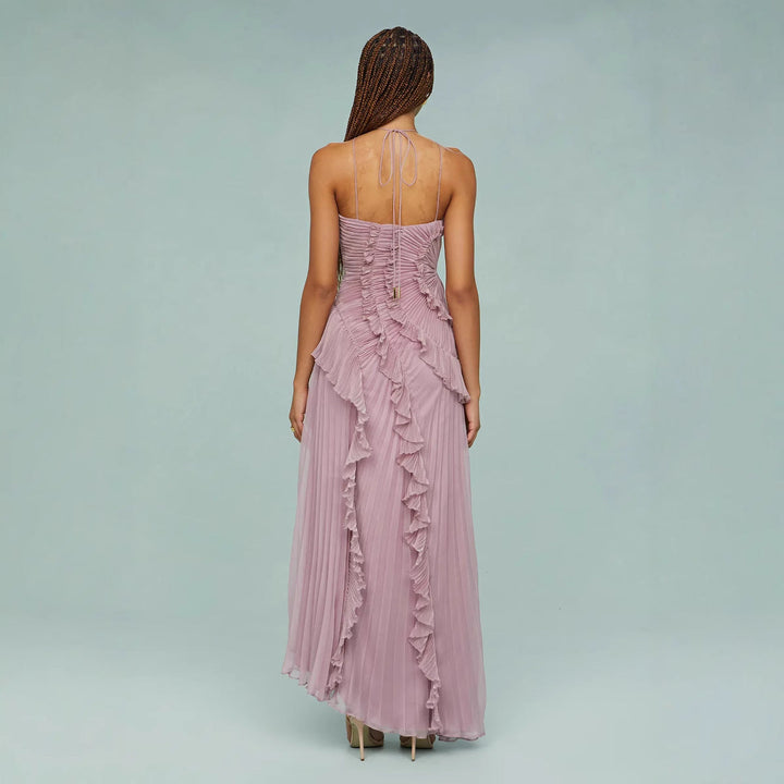 Isoria | Pleated Halter Evening Dress