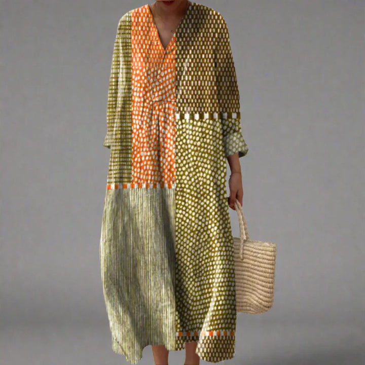 Selara | Bohemian Chevron Maxi Dress