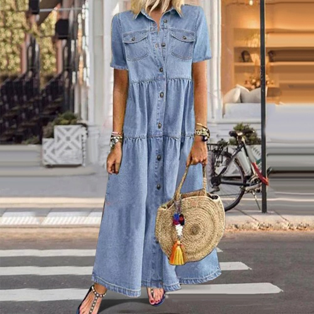 Suzannah | classic slimming denim dress