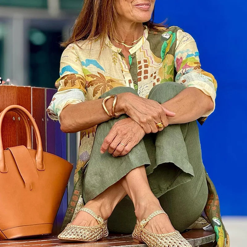 Arlena | Chic Printed Longline Blouse