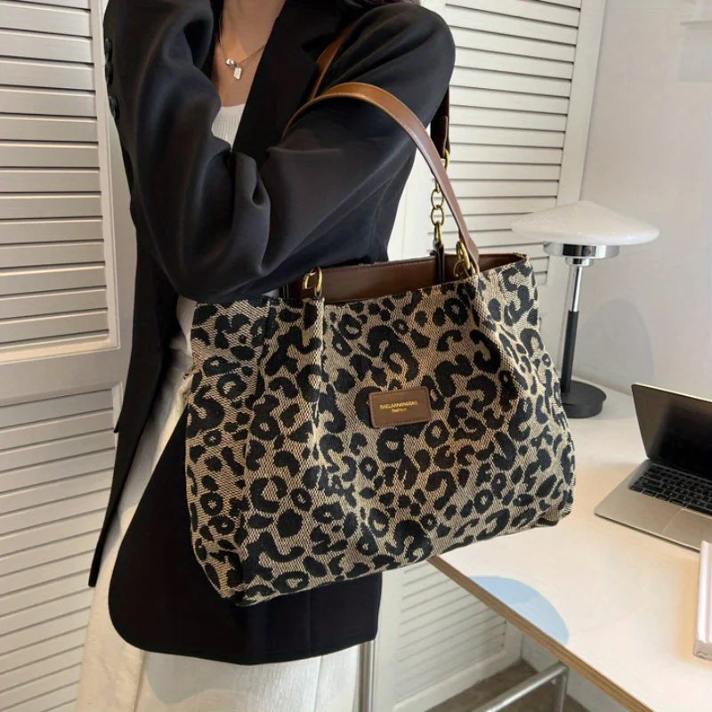 Ismo Leopard Patterned Canvas Tote