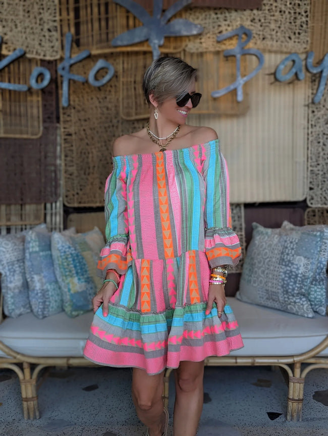 Mae Figure-Flattering Ethnic Mini Dress