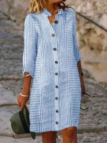 Cecilia | Striped Button-Down Shirt Dress