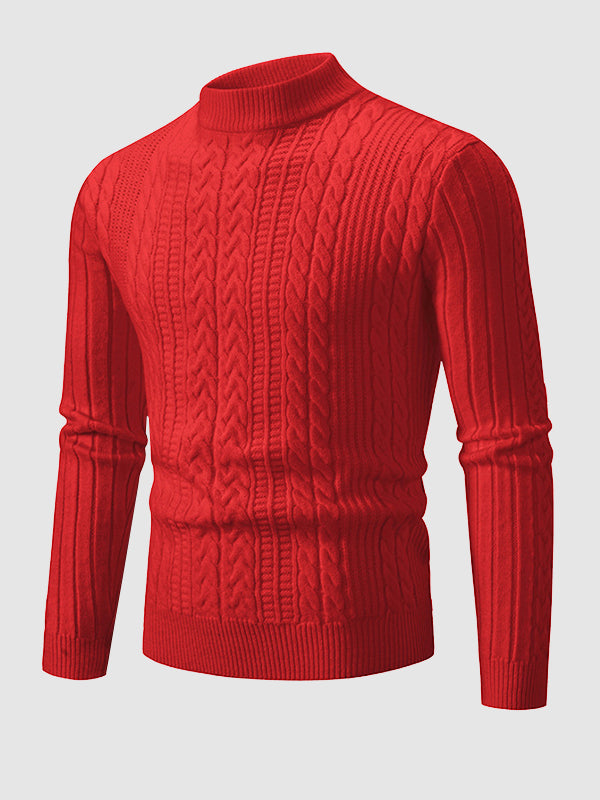 Men's Classic Geometric Slim Stand Collar Sweater