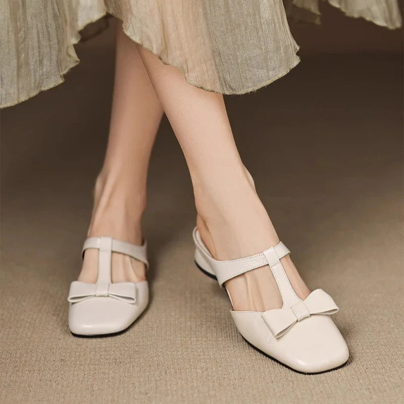 Clara | Bow Strap Slip-On Flats