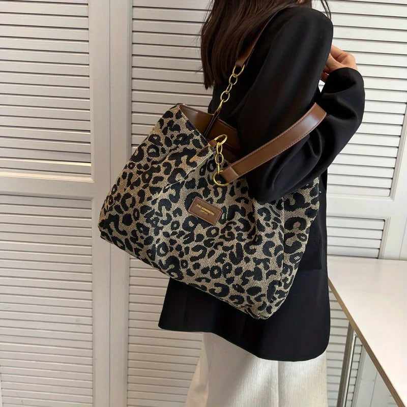 Ismo Leopard Patterned Canvas Tote