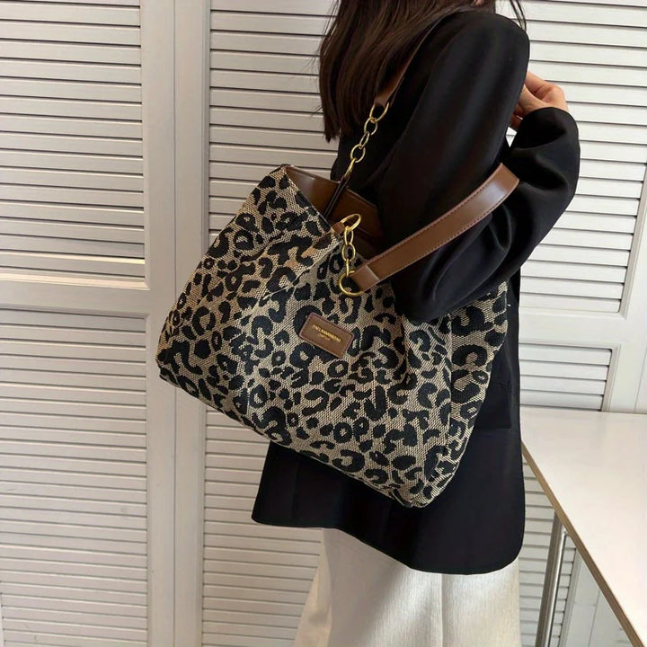 Ismo Leopard Patterned Canvas Tote