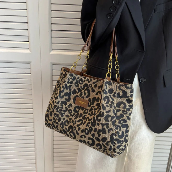 Ismo Leopard Patterned Canvas Tote