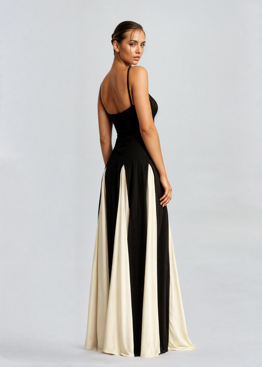 Serena | Elegant Two-Tone Maxi Dress