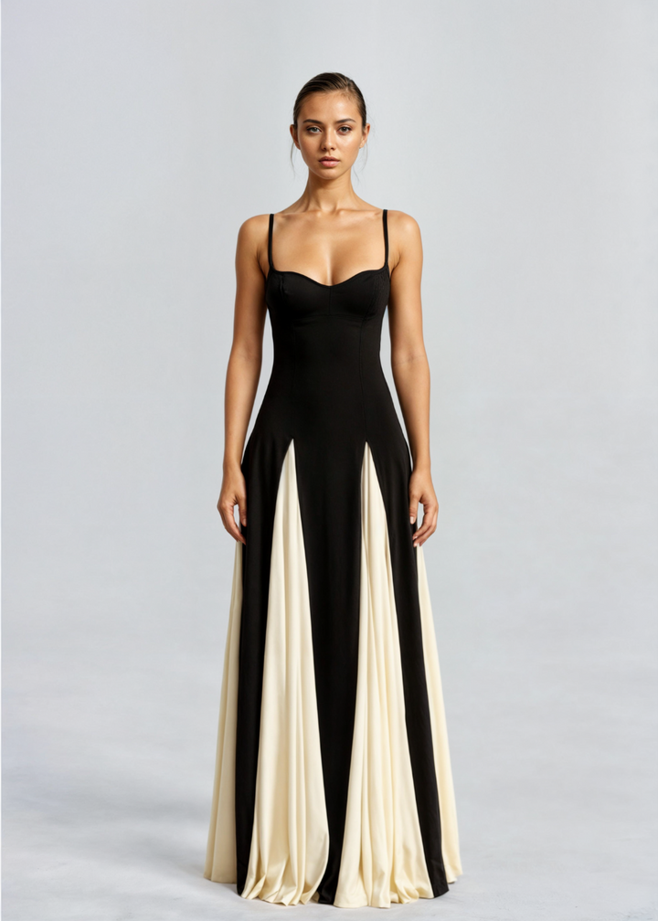 Serena | Elegant Two-Tone Maxi Dress