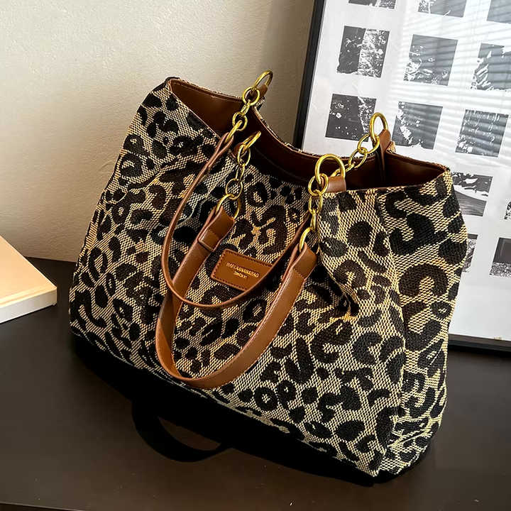 Ismo Leopard Patterned Canvas Tote