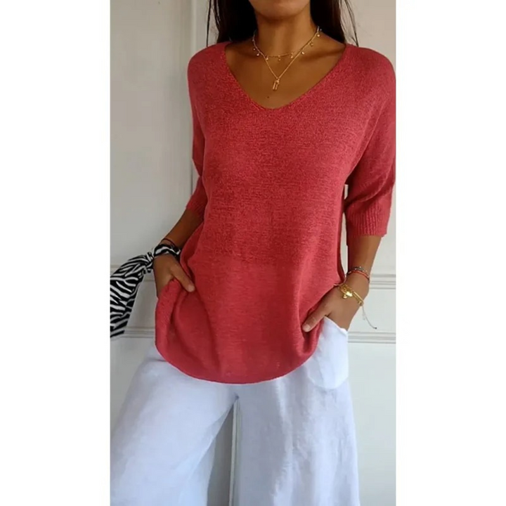 Loraine - Elegant V - neck shirt