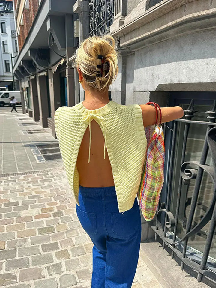 Amelie | Chic Open-Back Knit Vest