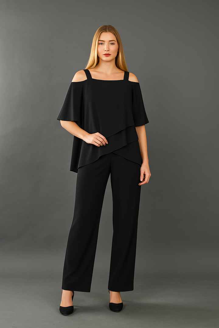 Delphine | Elegant Layered Two-Piece Pant Set