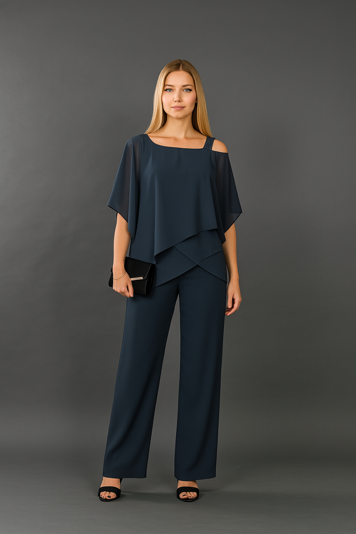 Delphine | Elegant Layered Two-Piece Pant Set