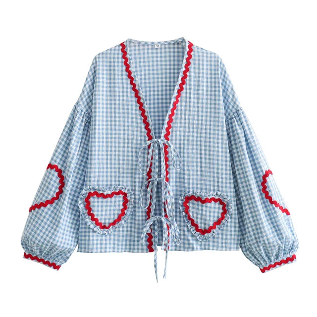 Amara | Playful Heart Accent Blouse