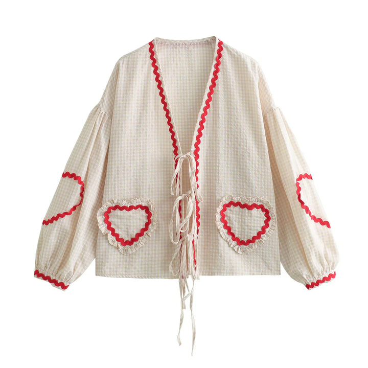 Amara | Playful Heart Accent Blouse
