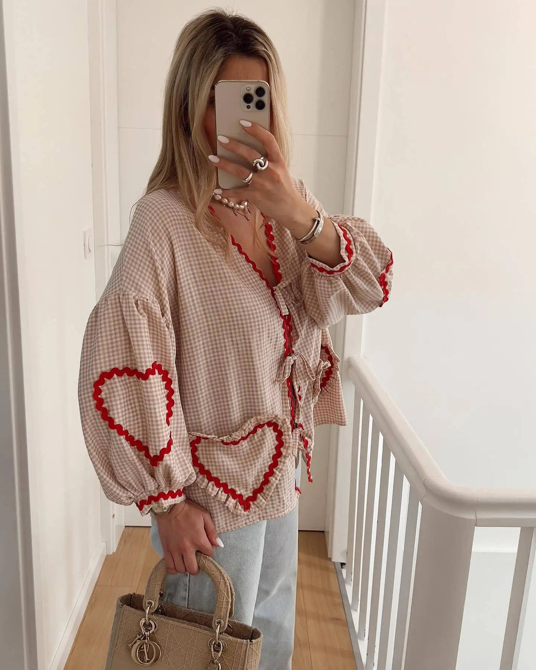 Amara | Playful Heart Accent Blouse