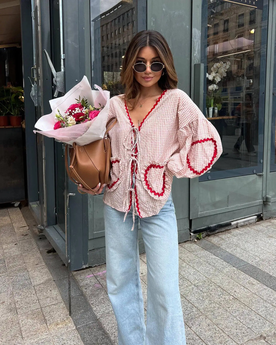 Amara | Playful Heart Accent Blouse