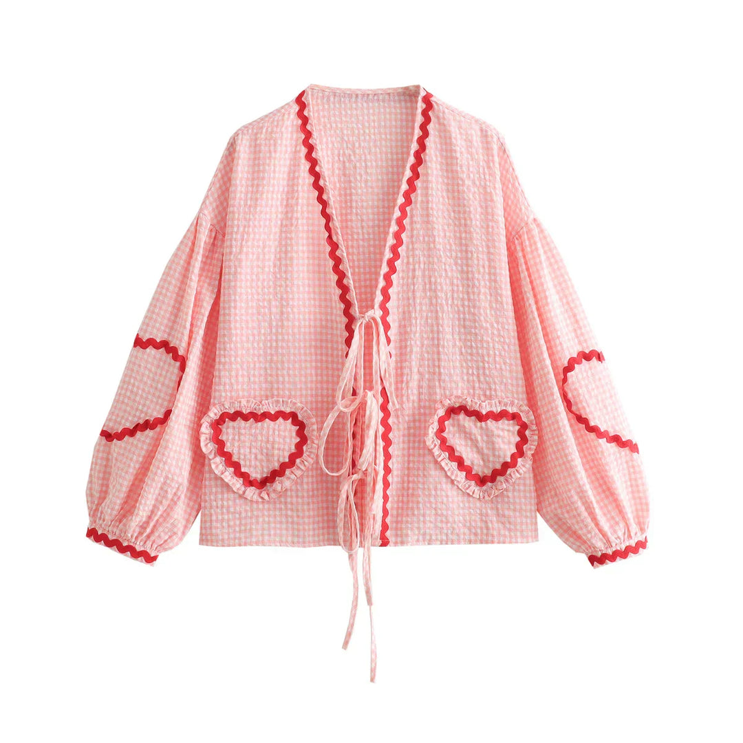 Amara | Playful Heart Accent Blouse