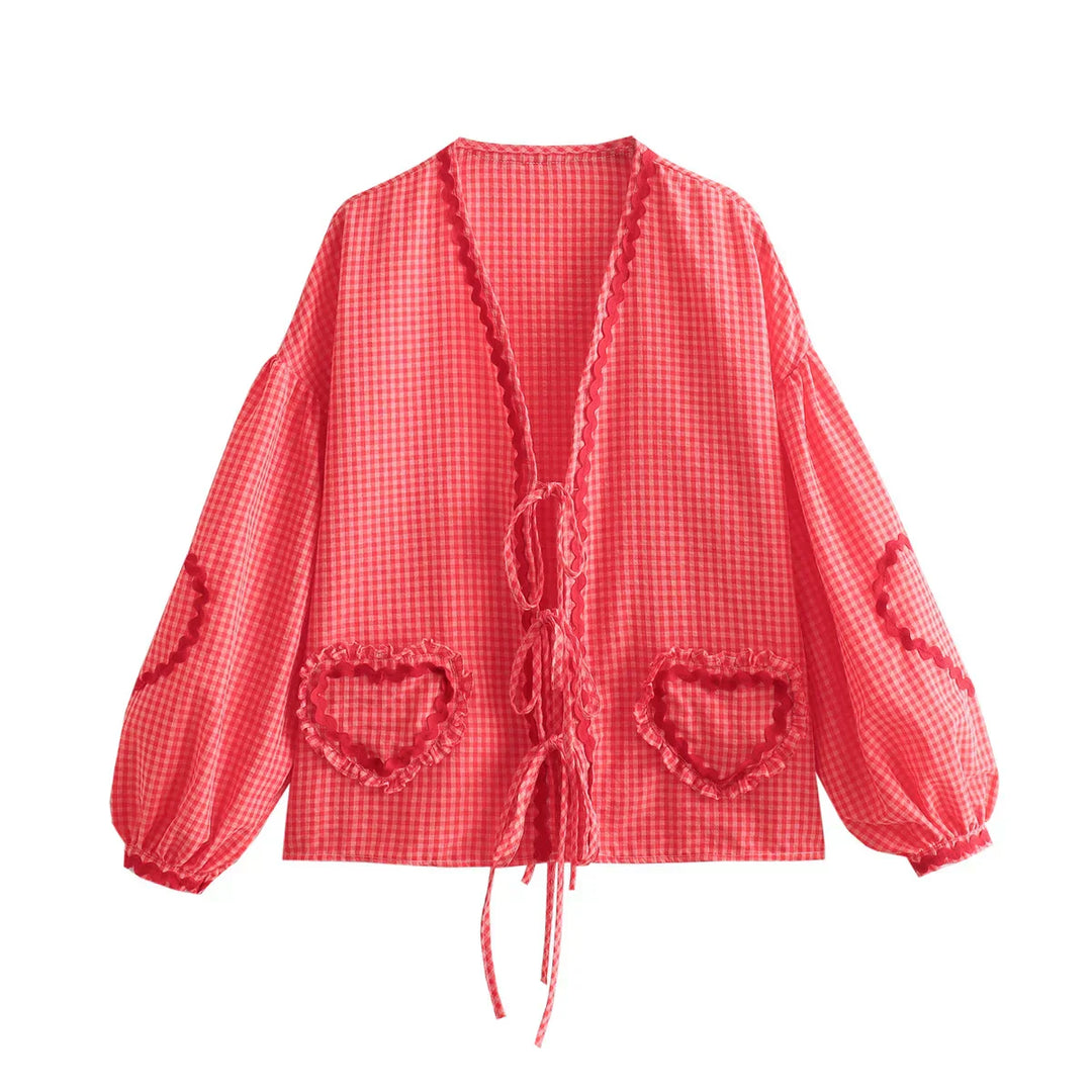 Amara | Playful Heart Accent Blouse