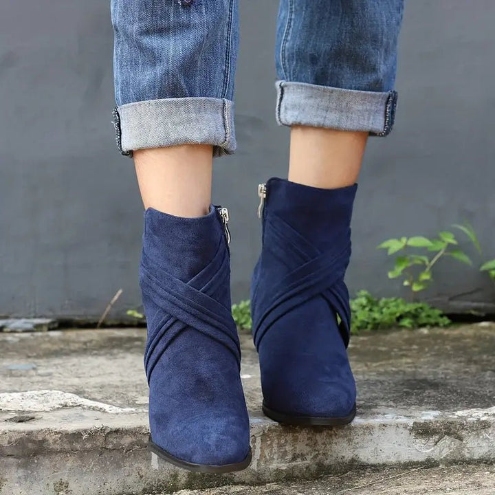 Anika | Criss - Cross Zip Ankle Boots - Boots - MOOD Melbourne