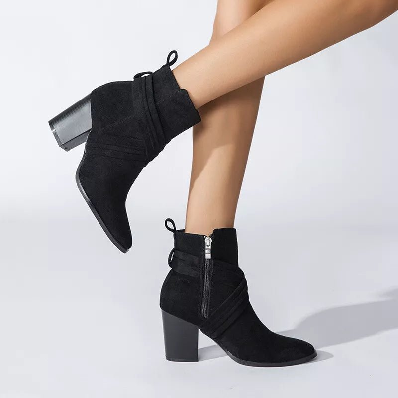 Anika | Criss - Cross Zip Ankle Boots - Boots - MOOD Melbourne