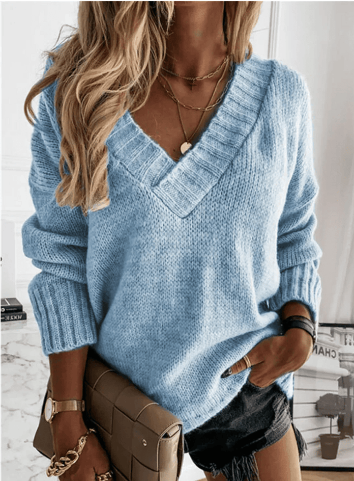 Aria | Relaxed Fit V - Neck Knit Sweater - Sweater - MOOD Melbourne