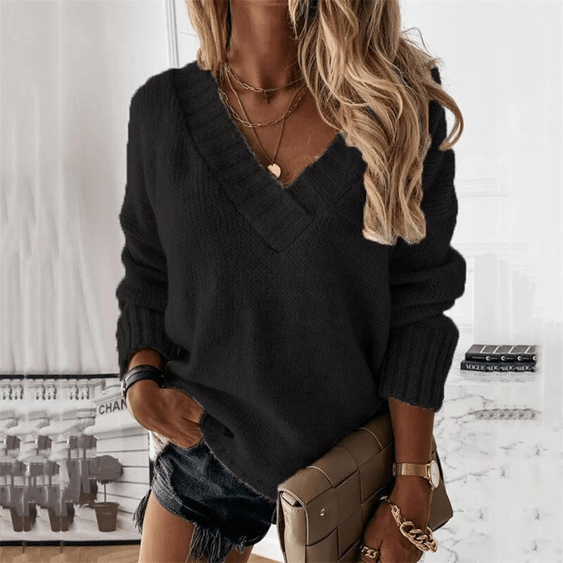 Aria | Relaxed Fit V - Neck Knit Sweater - Sweater - MOOD Melbourne