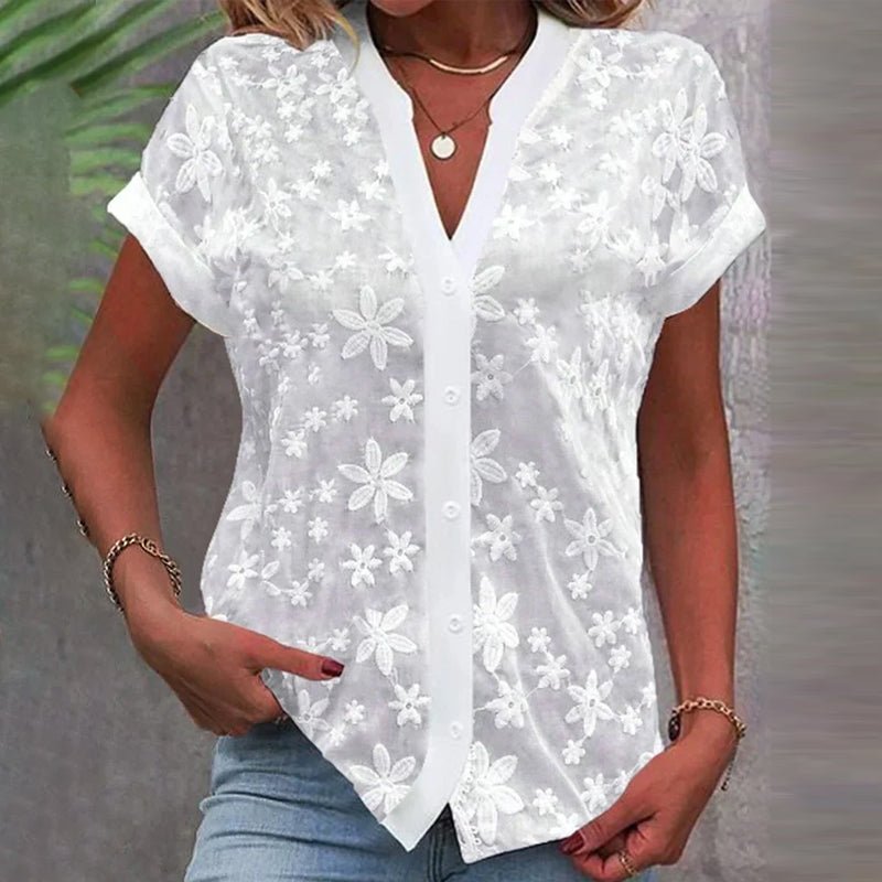 Ayla | Short - sleeved V - neck blouse - Blouses & Shirts - AUS - 0224 - MOOD Melbourne