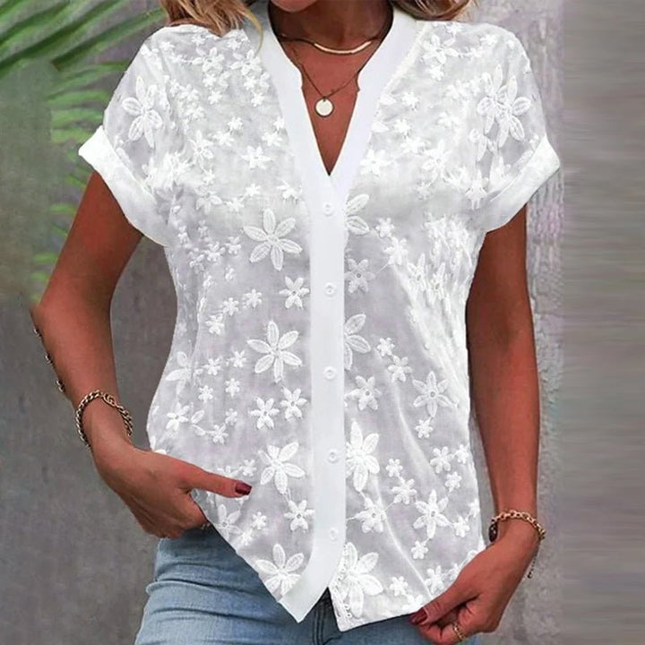 Ayla | Short - sleeved V - neck blouse - Blouses & Shirts - AUS - 0224 - MOOD Melbourne