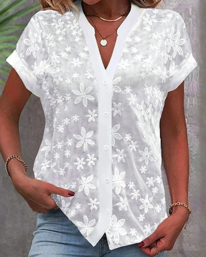 Ayla | Short - sleeved V - neck blouse - Blouses & Shirts - AUS - 0224 - MOOD Melbourne