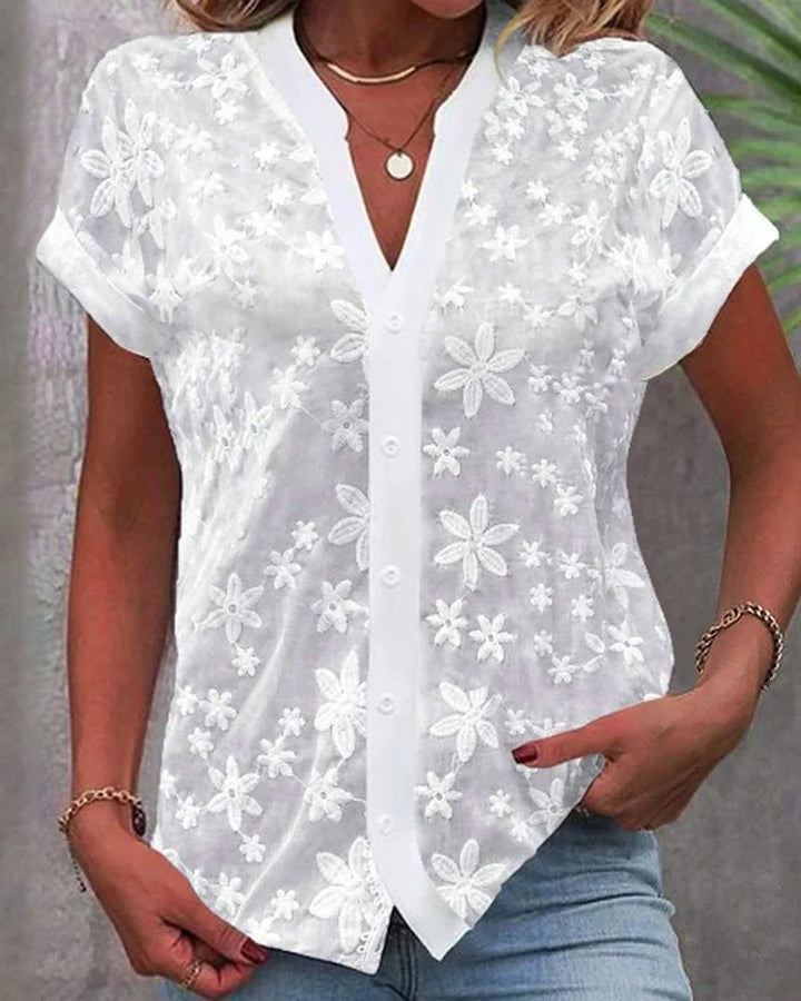 Ayla | Short - sleeved V - neck blouse - Blouses & Shirts - AUS - 0224 - MOOD Melbourne